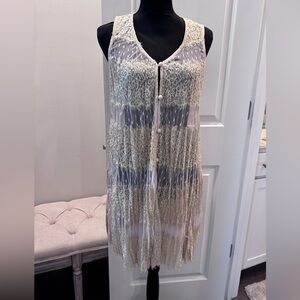 Ryu Boho Style Sheer Lace Layering Vest in Ivory